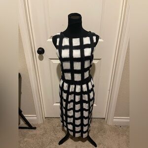 Liz Claiborne Black and White A-Line Midi Dress